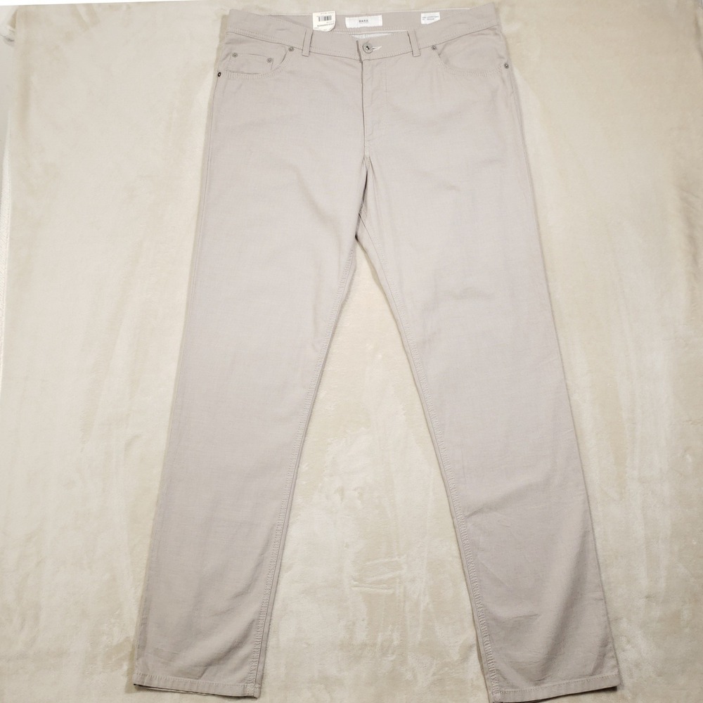 Brax Pants Mens 38/34 Tan Cooper Fancy Regular Fit Textured Stretch Trousers